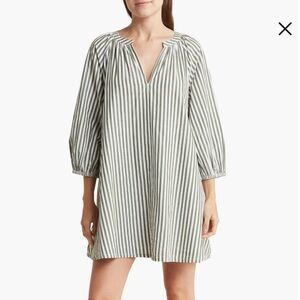 Melrose & Market White Cabana Striped Poplin Mini Dress XS